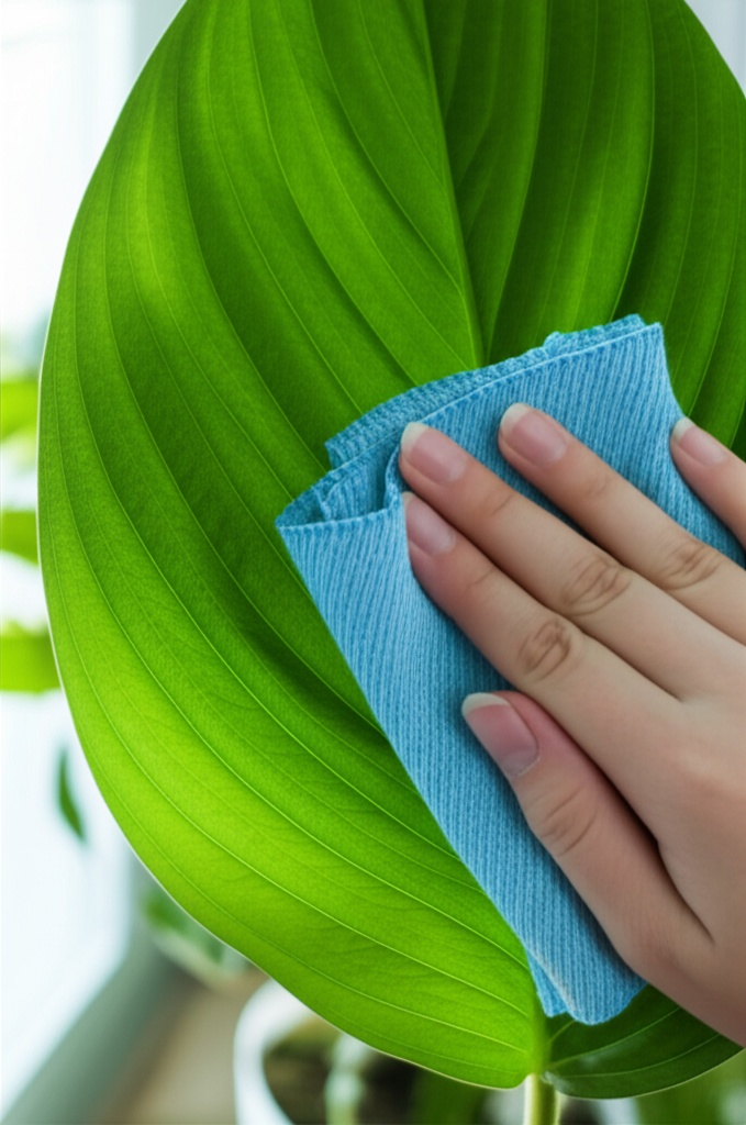 Hình minh họa cho bài viết: Bí Quyết Vệ Sinh Lá Cây Trong Nhà Đúng Cách: Hướng Dẫn Toàn Diện Từ A-Z